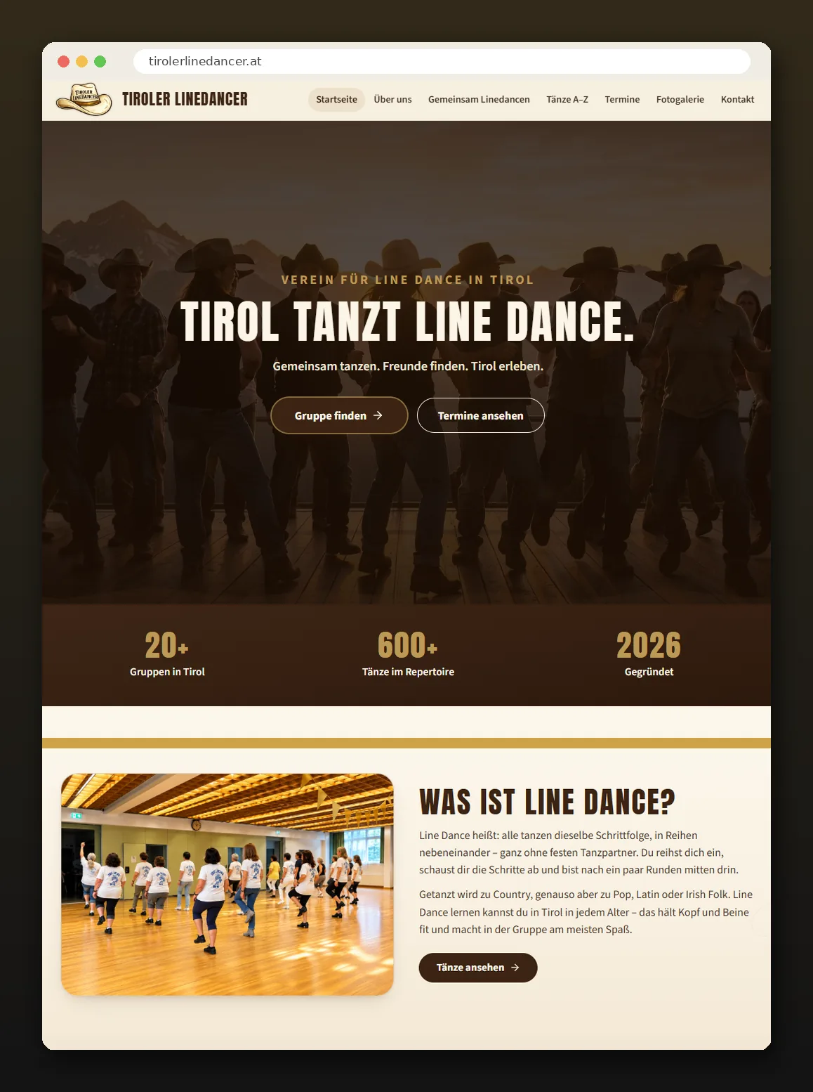 Vorschau der Webseite tirolerlinedancer.at, Vereinswebseite der Tiroler Linedancer